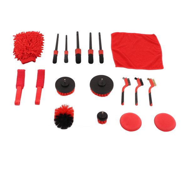18 Pieces Car Cleaning Kit with Brushes, Towel &amp; Polishing Pad