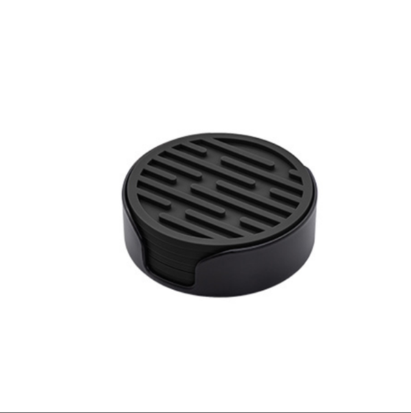 Silicone Coaster Set - Striped Drain Insulation Pad With Cup Holder 6PCS