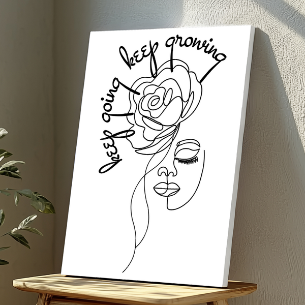 Wall Art Decor Print Mounted on Wooden Board - Keep Growing - 28x40cm