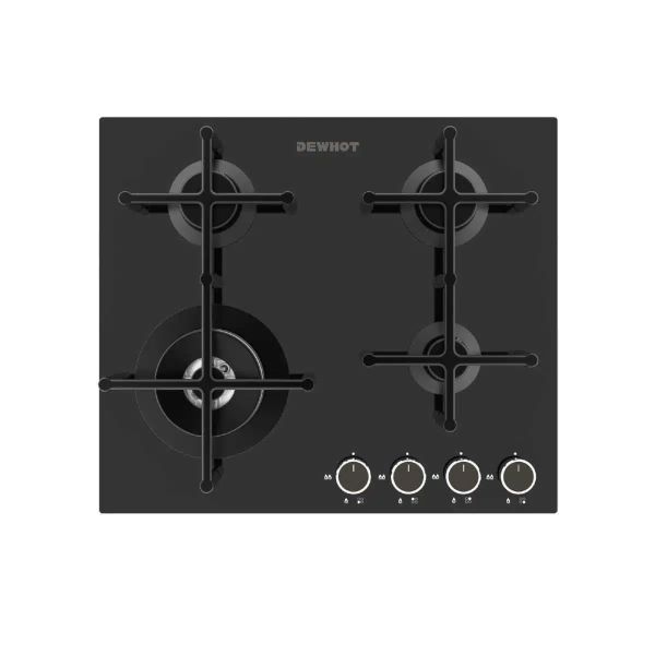 Dewhot- 60cm 4 Burner Gas Hob - Slimline Tempered Glass