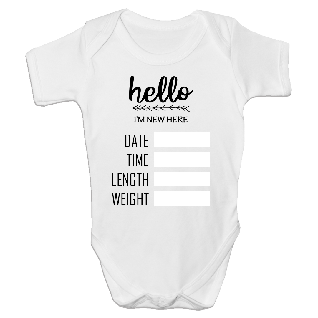 Baby Grow Hello, I'm New Here English Shop Today. Get it Tomorrow