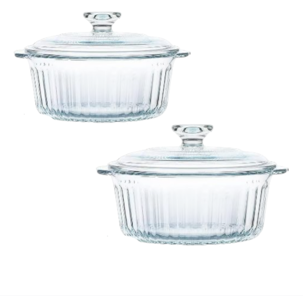 2pcs Glass Round Casserole Bowl