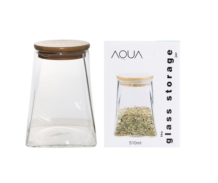 Canister Glass A Line Bamboo Lid - 510ml