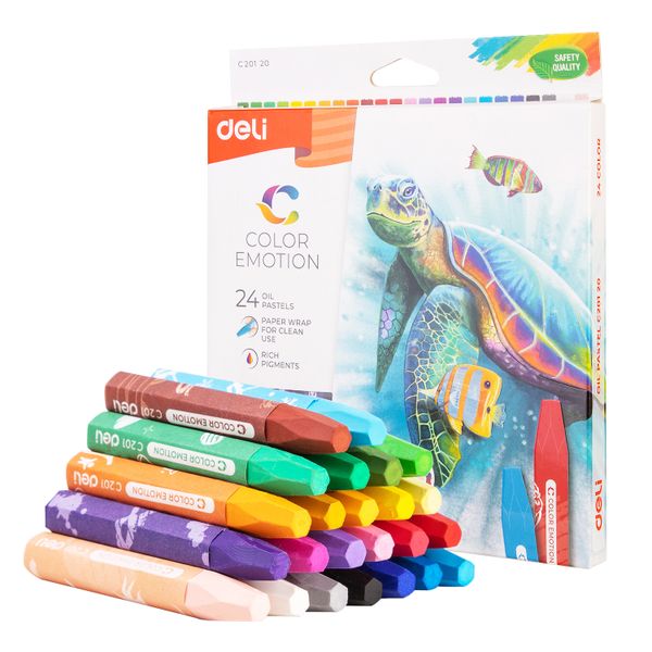 Deli Oil Pastel 24 Colours, Non-Toxic