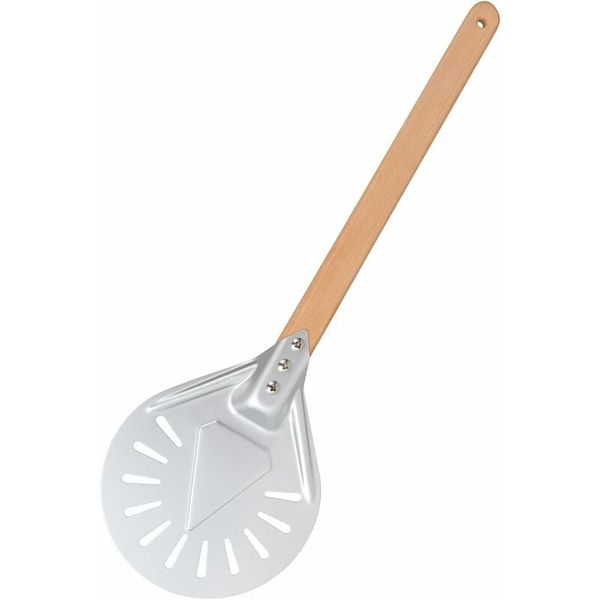 Pizza Peel, Aluminum Perforated Blade with Wooden Handle, 12-inch