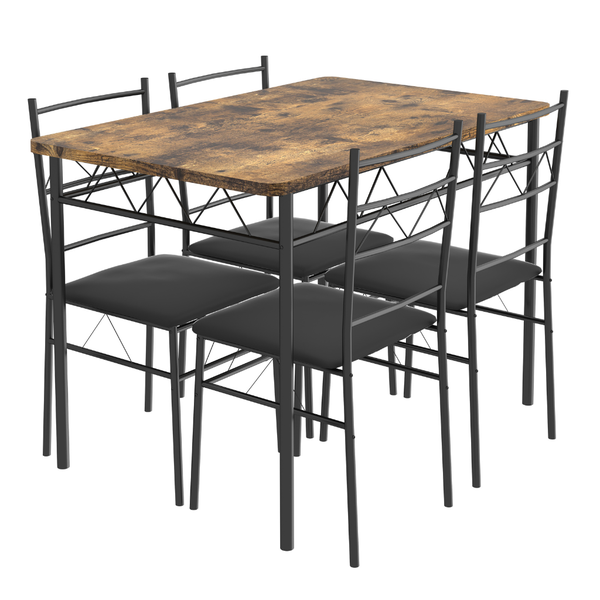 Anchor 5-Piece Dining Set Steel Frame 4 Padded Chairs PVC Tabletop