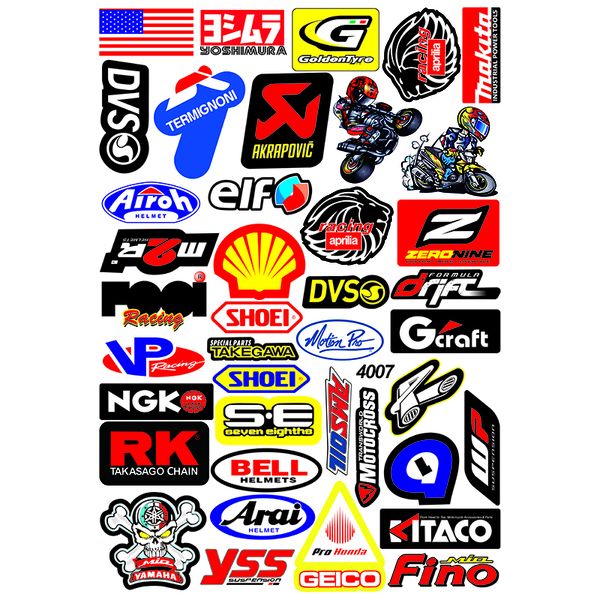 40 Piece Motorcycle Individual Stickers #4007