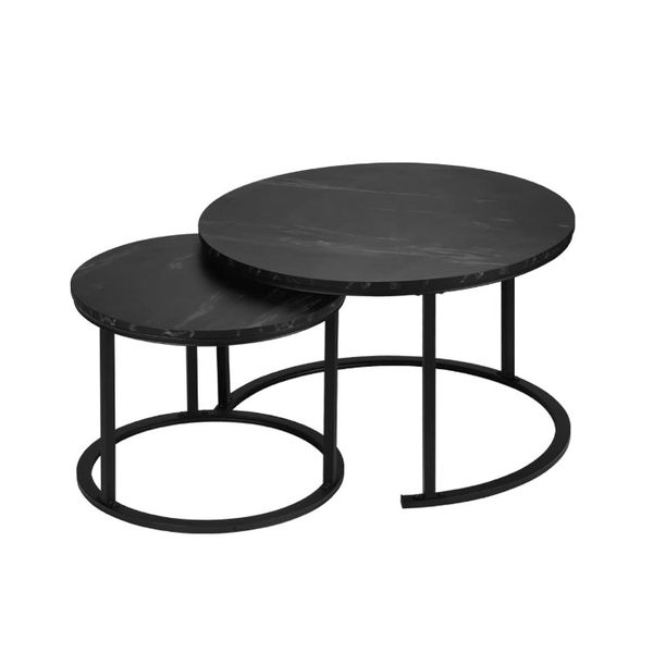 Furnny Nesting Coffee Table Round End Table Stacking Side Tables - Set of 2