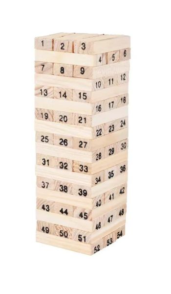 54 Piece Numbered Wooden Blocks Set Fun Group Game