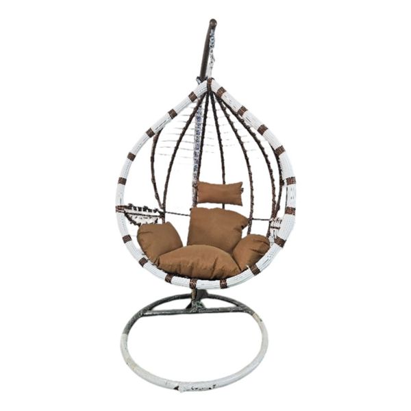 Brown and White Outdoor/Indoor Double Swing Outdoor Hanging Chair