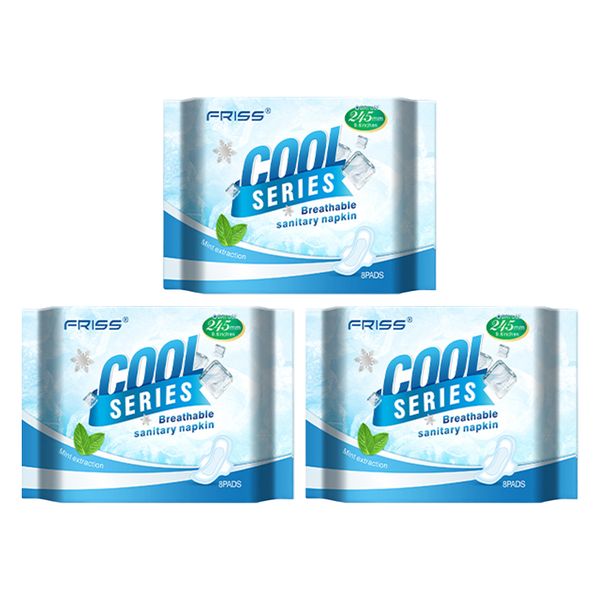 24 Pieces Ultra-Thin Cooling Day Use Relief Sanitary Pads with Mint 245mm