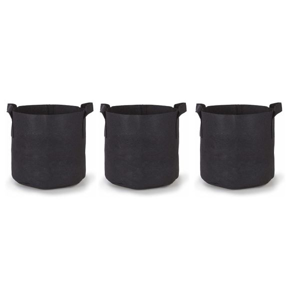 Fabric Planting Pot - 11 Litres (Set of 3) Black