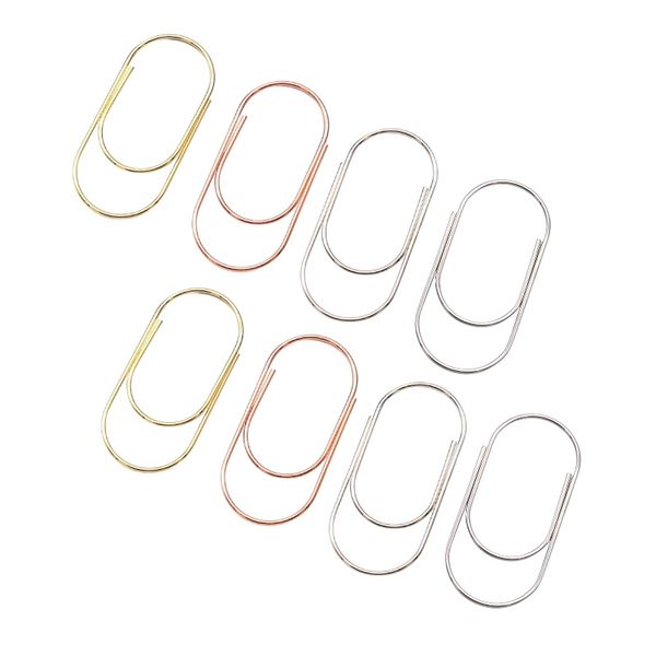 Pack of 8 - Silver, Gold and Rose Gold Paper Clips (50mm x 24mm)