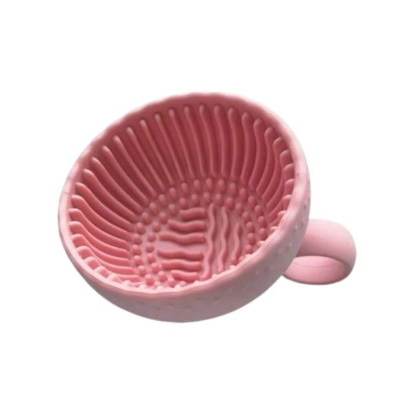 Multi-Texture Make-Up Brush Silicone Cleansing Bowl With Handle - Purple
