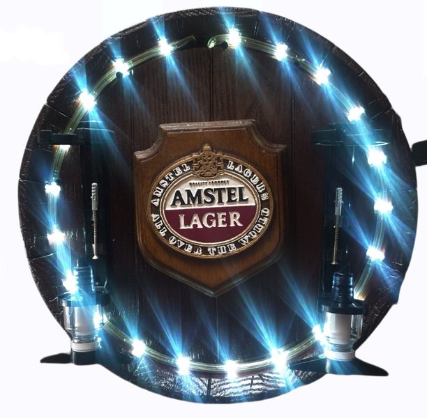 Amstel Lager Led Round Barrel 2 x optic Liquor Dispenser