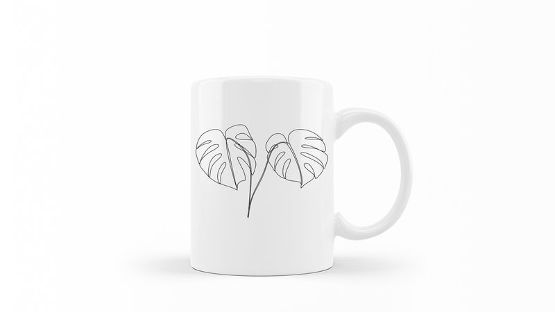 Designer Line Art Coffee Mug - Abstract Plant 7