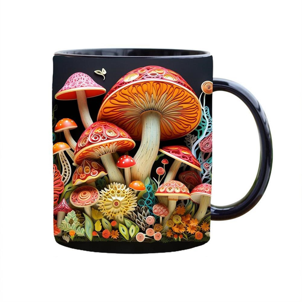 3D Magic Mushrooms Mug 3D Fun Space Design Mug For Home Office Dorm-A
