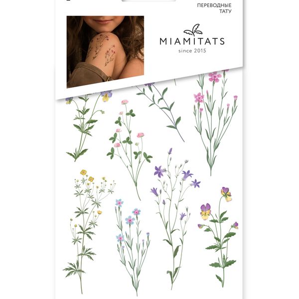 Set of Temporary Pastel Herbs (8 tattoos)