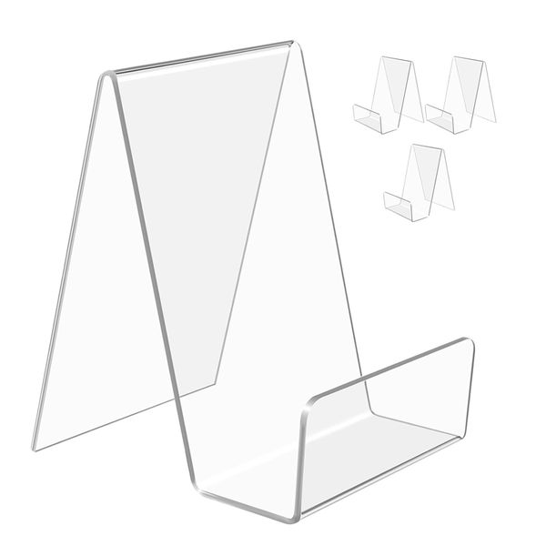 4 Pack Acrylic Display Easels - Book Stand &amp; Phone Holder,Desktop Organizer