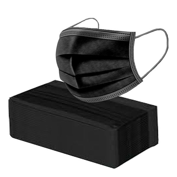 Face Masks - Disposable 3Ply Protective Safety Mask - Black (Pack of 50)