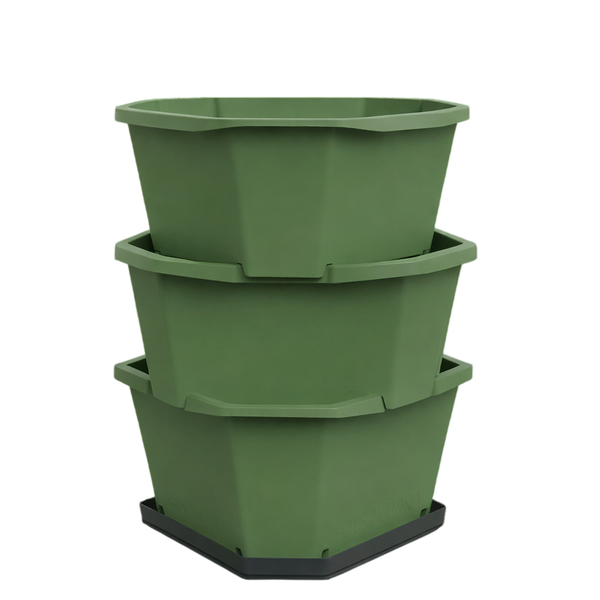 Gusta Paul Potato Dark Green Planter - 3 Level Potato Tower Including Tray