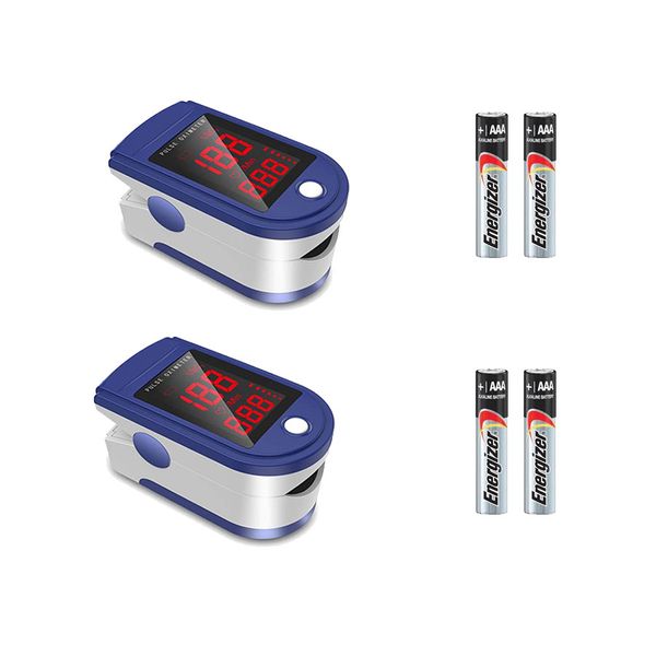 Oximeter Fingertip Oxygen &amp; Pulse Rate Screening Tool &amp; Batteries - 2 Pack