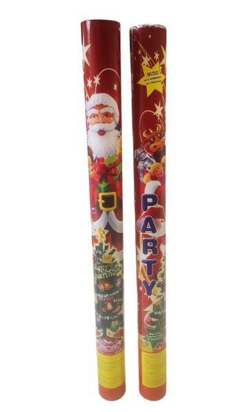 2 Pack Christmas Design Confetti Party Popper Cannons - White Confetti - 60cm