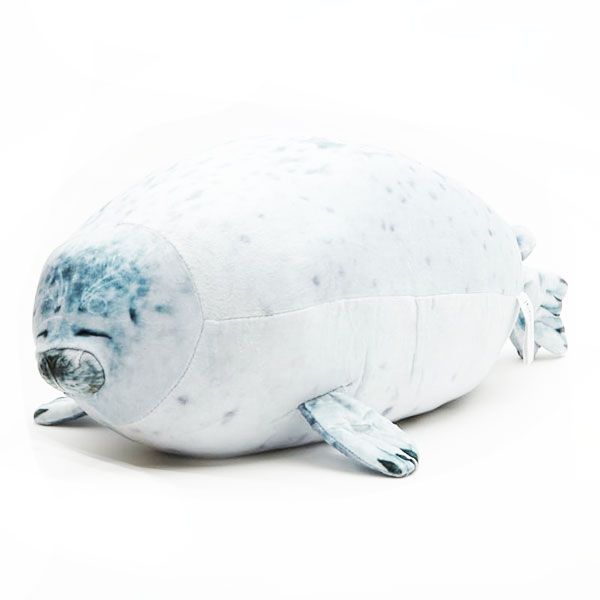 Chubby Seal Plush Toy and Pillow - Light Grey
