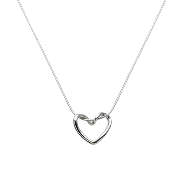 Ladies Silver Intertwined Heart Pendant Necklace