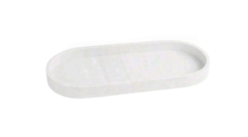 1 Piece Oval Silicone Marble Pattern Vanity Tray