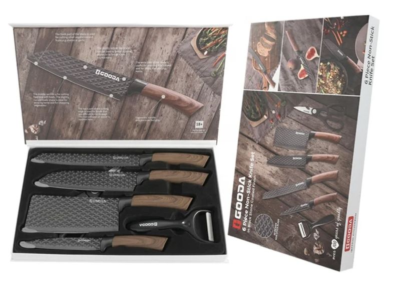 GOODA 6 Piece Non-Stick Knife Set