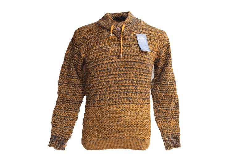 KURTOGLU Men Yellow, Grey Acrylic Stretched Jersey