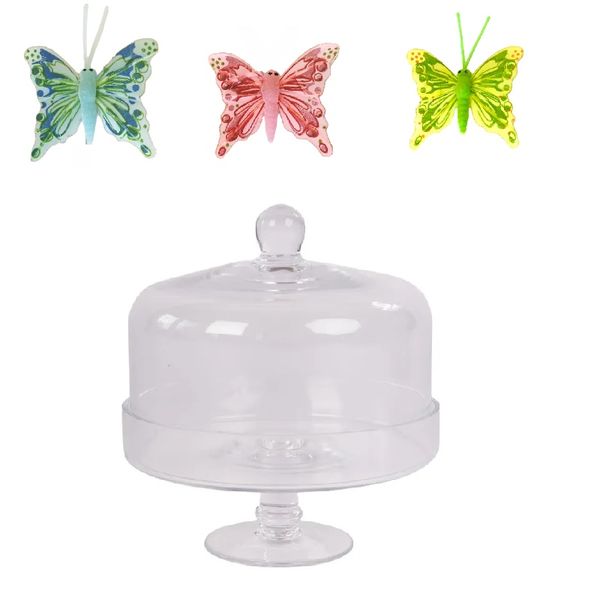 Glass Cake Stand with Dome Plus Butterfly Crafts