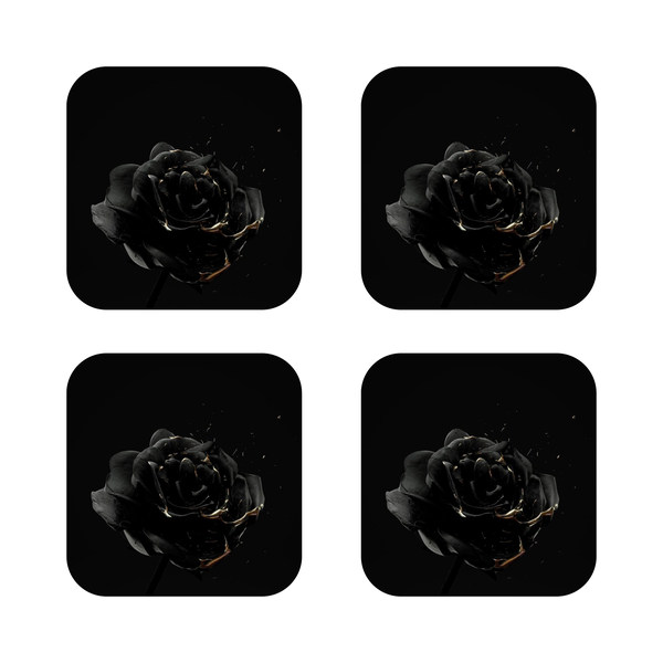 Custom Printed Black Rose wooden Coasters
