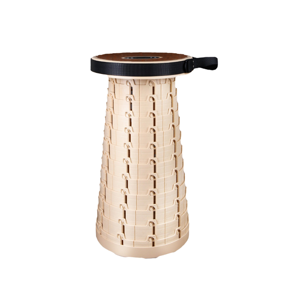 Portable Retractable Folding Stool With Leather Lined Soft Rubber Pad