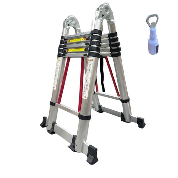 Adjustable, Folding Telescopic Ladder (1.9M+1.9M) with Bottle Opener