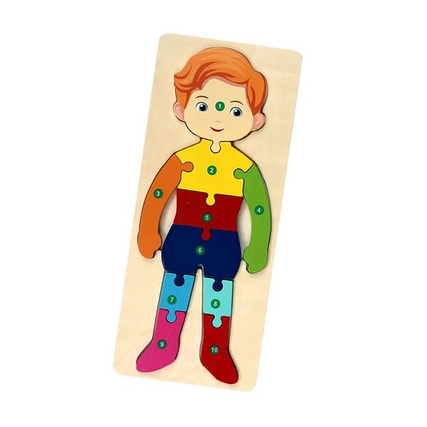 Educational Wooden 3D Boy Jigsaw Puzzle - 10 Piece