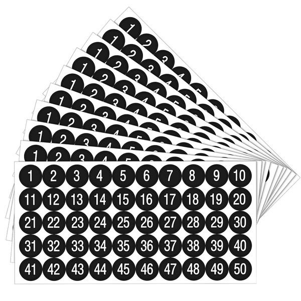 Number Stickers Consecutive 1Inch Self-Adhesive Decal for Inventory Storage