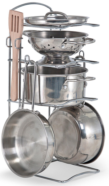 Melissa &amp; Doug Let's Play House! Stainless Steel Pots &amp; Pans Set (8 Piece)
