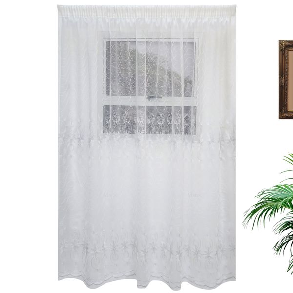 Circle Flower Voile - White - Taped image