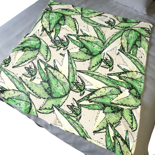 Aloe Vera Plant Pattern Light Weight Fleece Blanket