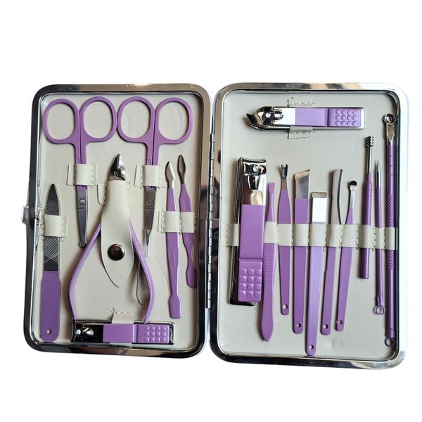 Purple Manicure/Pedicure and Facial Kit - 18 Pieces