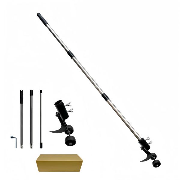 Manual Double Hook Weeding Cleaning Tool Weed Puller with 1.2m Rod