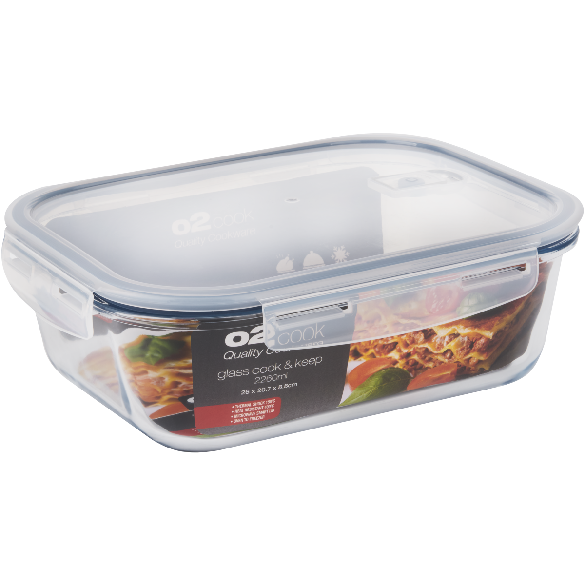 O2 Cook and Keep Airtight Rectangular Container with Smart Lid 2260ml Shop Today. Get it