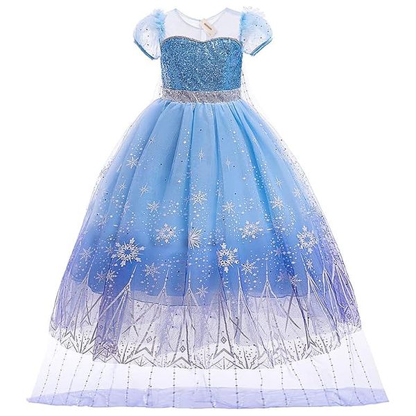 Girls Frozen Elsa Princess Fancy Dress Halloween Costume Christmas Birthday