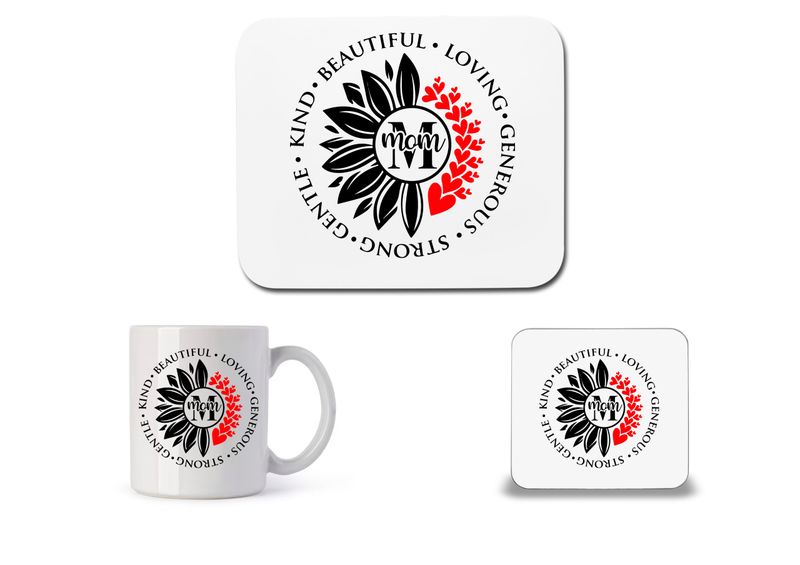 Mom Coffee Mug, Coaster and Mouse Pad Set