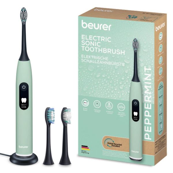 Beurer Electric Toothbrush: Advanced Sonic Clean. Eco-Friendly SC 50 Green