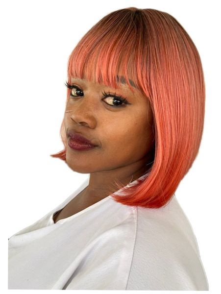 Synthetic 10 Inch Platinum Straight Bob with Fringe