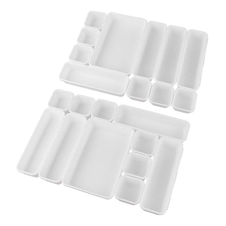 22 Piece Plastic Drawer Organiser Storage Bins For Makeup Bathroom Utensils Image