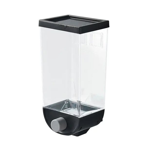 Wall Mounted Cereal Dispenser Container 1500ML Grain Dry Food - Black